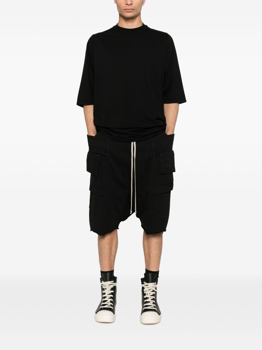T-shirt a maniche corte jumbo in nero Rick owens drkshdw - uomo 