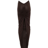 Gonna midi con ruches in marrone Rick Owens Lilies -  donna 