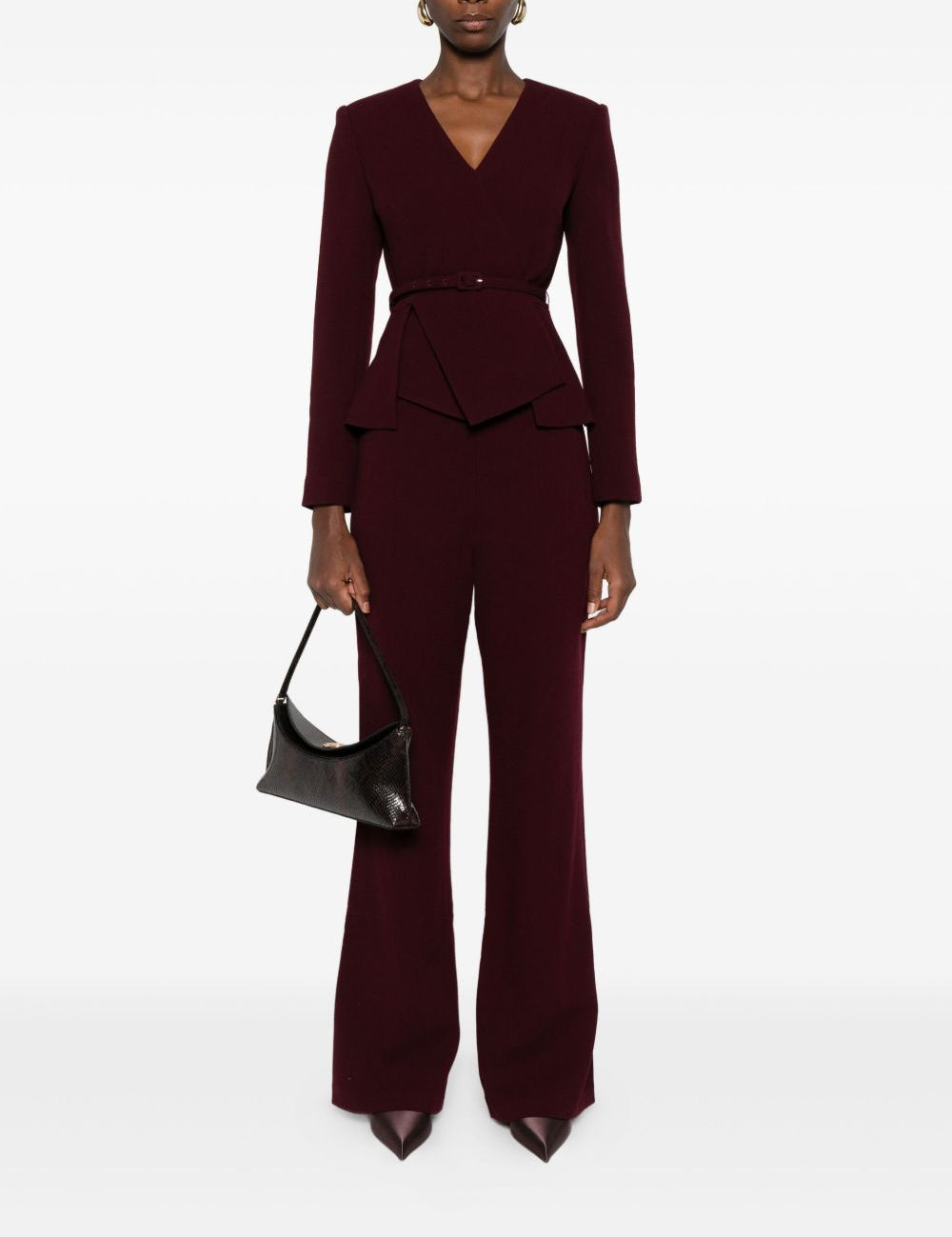 Giacca a portafoglio con cintura in borgogna Roland Mouret - donna 