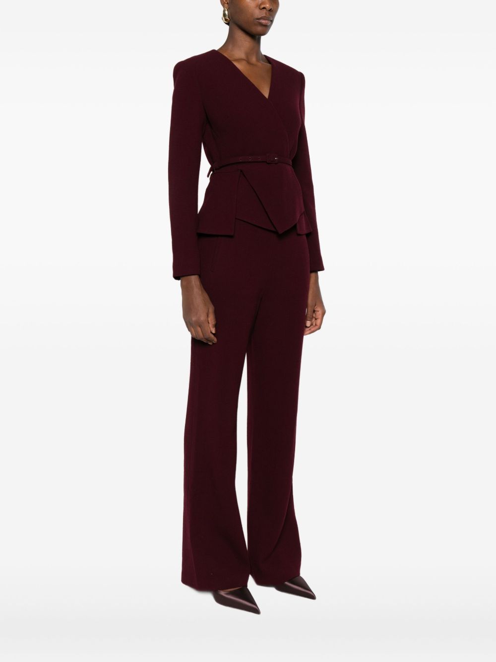 Giacca a portafoglio con cintura in borgogna Roland Mouret - donna 