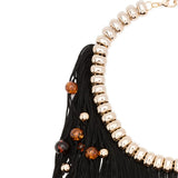 Collana con frange di perline in oro e nero Rosantica - donna 