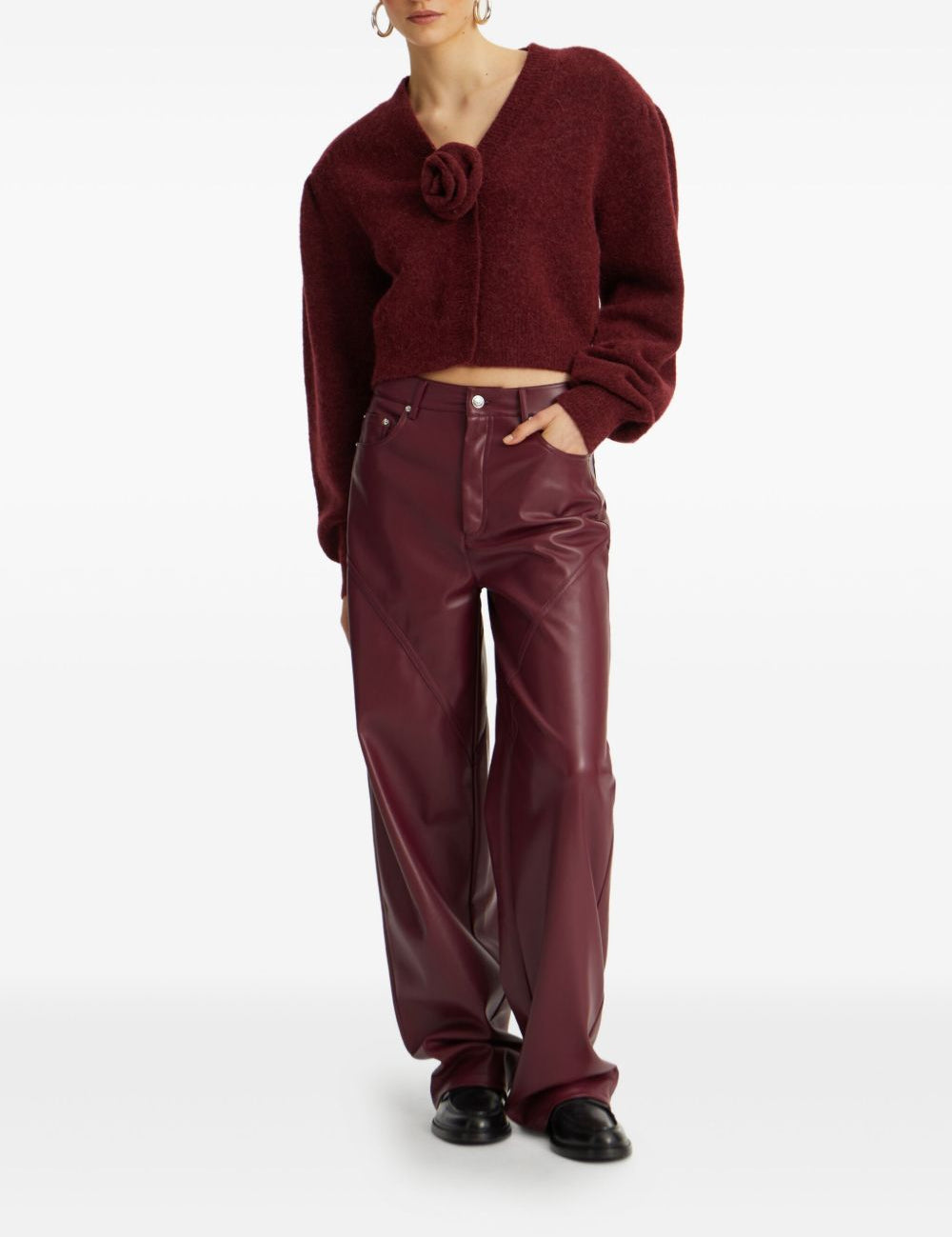Pantaloni in simil pelle bordeaux Rotate - donna 