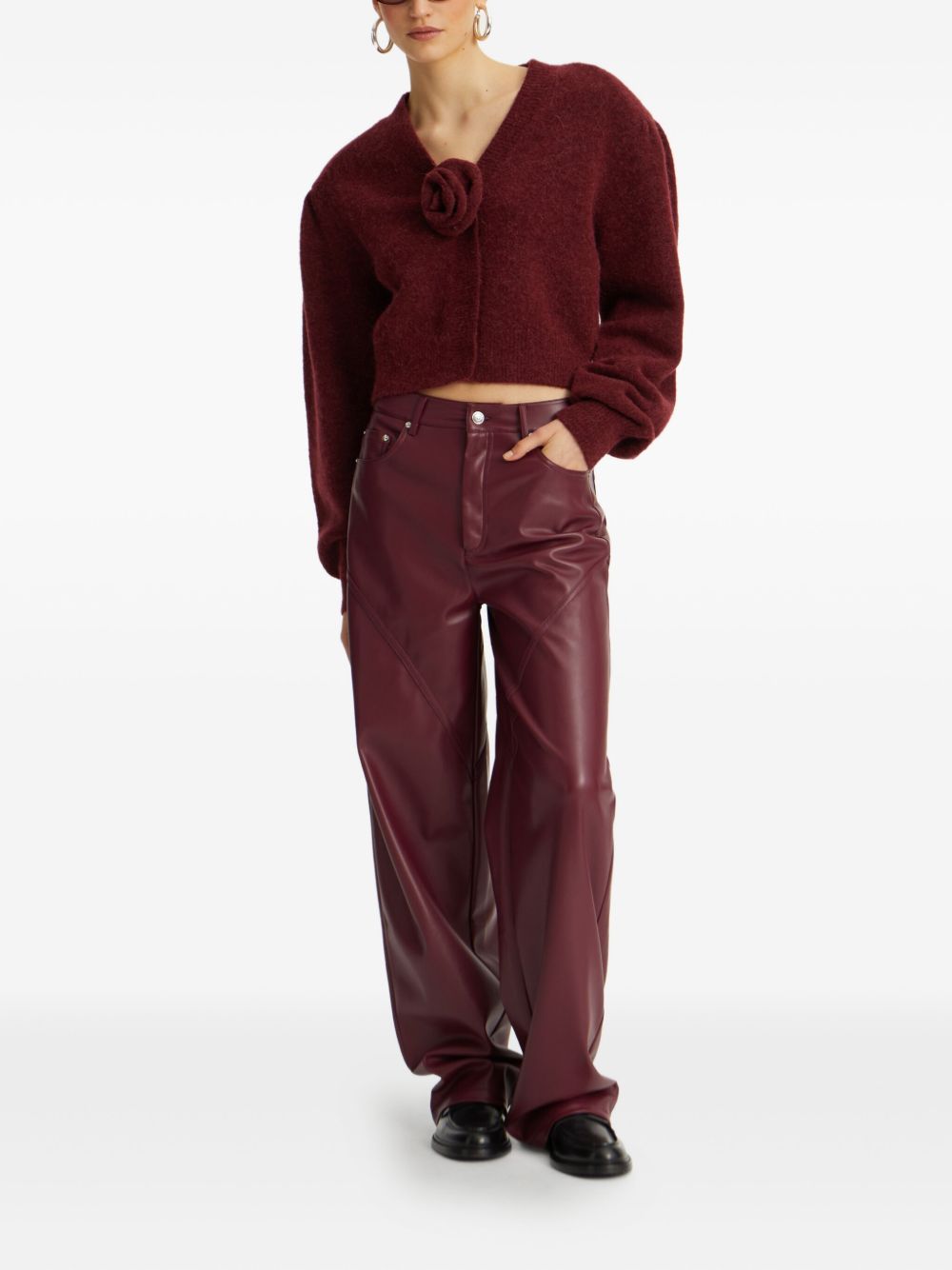 Pantaloni in simil pelle bordeaux Rotate - donna 