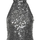 Top Con Paillettes a collo alto in grigio Rotate - donna 