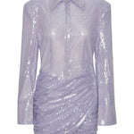 Abito corto con paillettes in viola Rotate - donna 