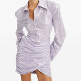 Abito corto con paillettes in viola Rotate - donna 