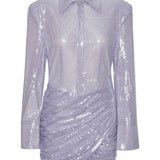 Abito corto con paillettes in viola Rotate - donna 