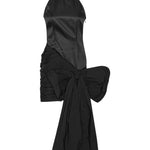 Abito corto con fiocco in nero Rotate - donna 