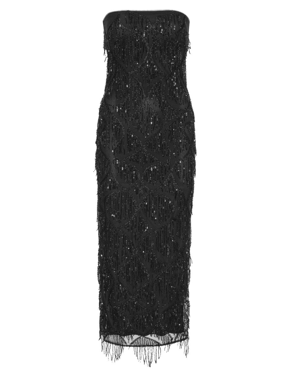 Abito tubino midi con perline in nero Rotate - donna 