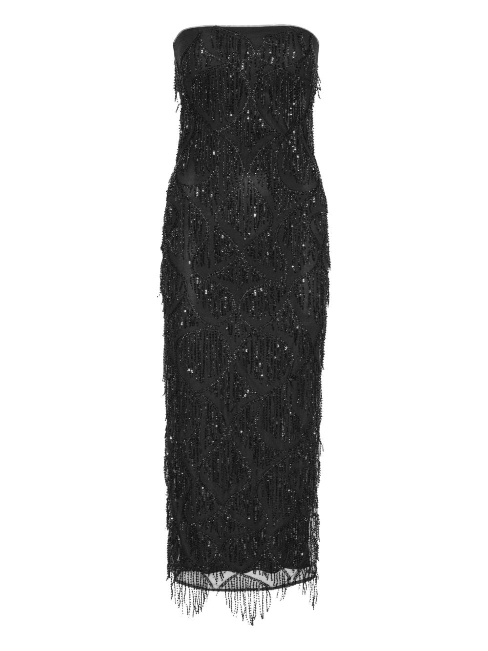 Abito tubino midi con perline in nero Rotate - donna 