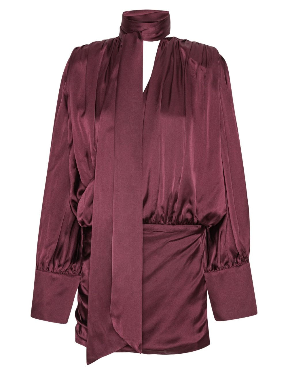 Abito mini con finitura satinata in bordeaux Rotate - donna 