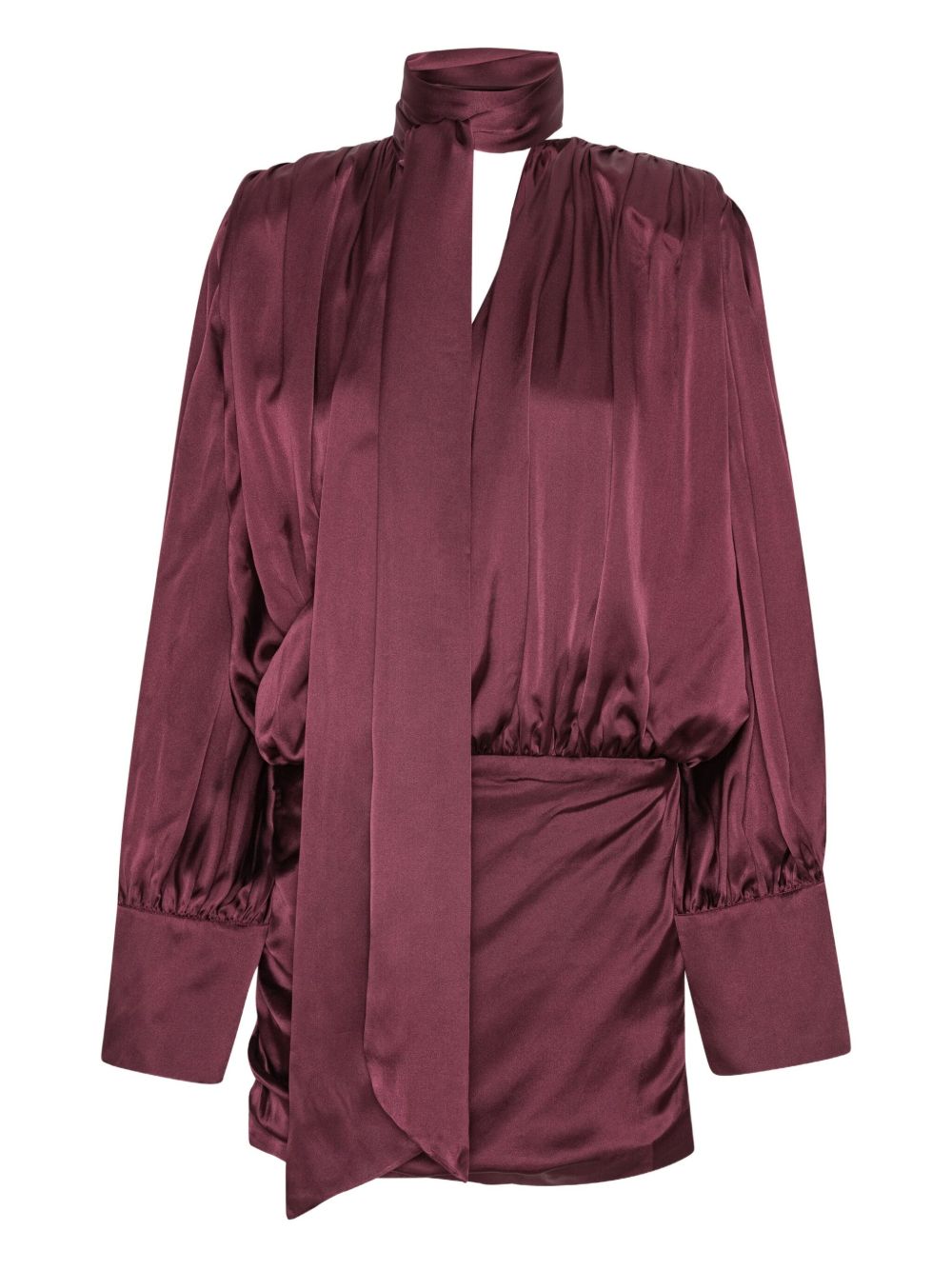 Abito mini con finitura satinata in bordeaux Rotate - donna 