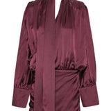 Abito mini con finitura satinata in bordeaux Rotate - donna 