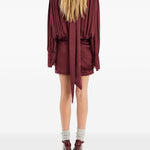 Abito mini con finitura satinata in bordeaux Rotate - donna 