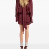 Abito mini con finitura satinata in bordeaux Rotate - donna 