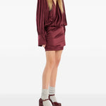 Abito mini con finitura satinata in bordeaux Rotate - donna 