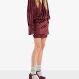 Abito mini con finitura satinata in bordeaux Rotate - donna 