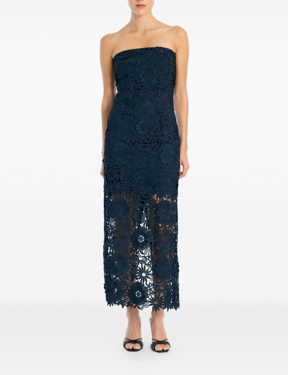Abito midi in pizzo blu Rotate - donna 
