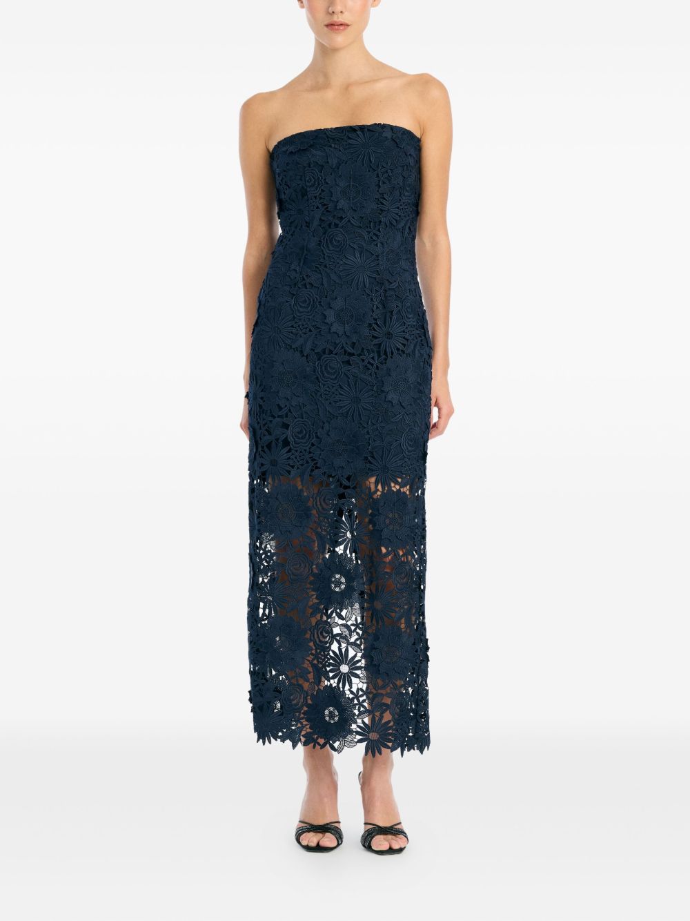 Abito midi in pizzo blu Rotate - donna 