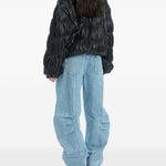 Bomber plissettato in nero Rotate - donna 