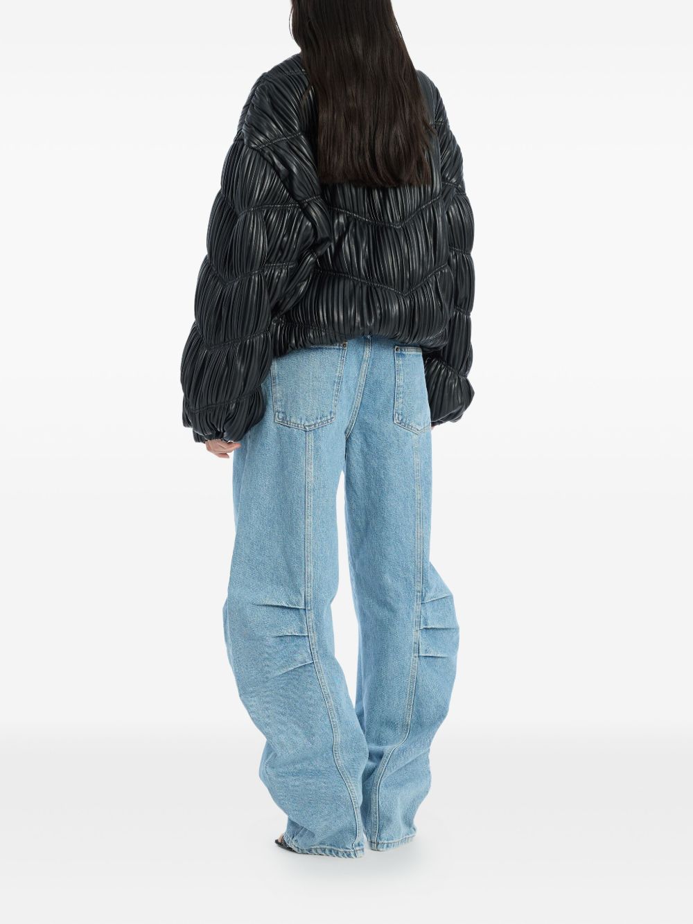 Bomber plissettato in nero Rotate - donna 