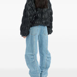 Bomber plissettato in nero Rotate - donna 