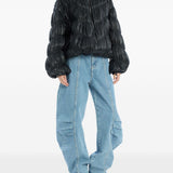Bomber plissettato in nero Rotate - donna 