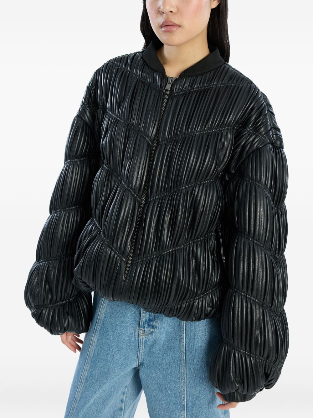 Bomber plissettato in nero Rotate - donna 