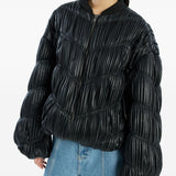 Bomber plissettato in nero Rotate - donna 