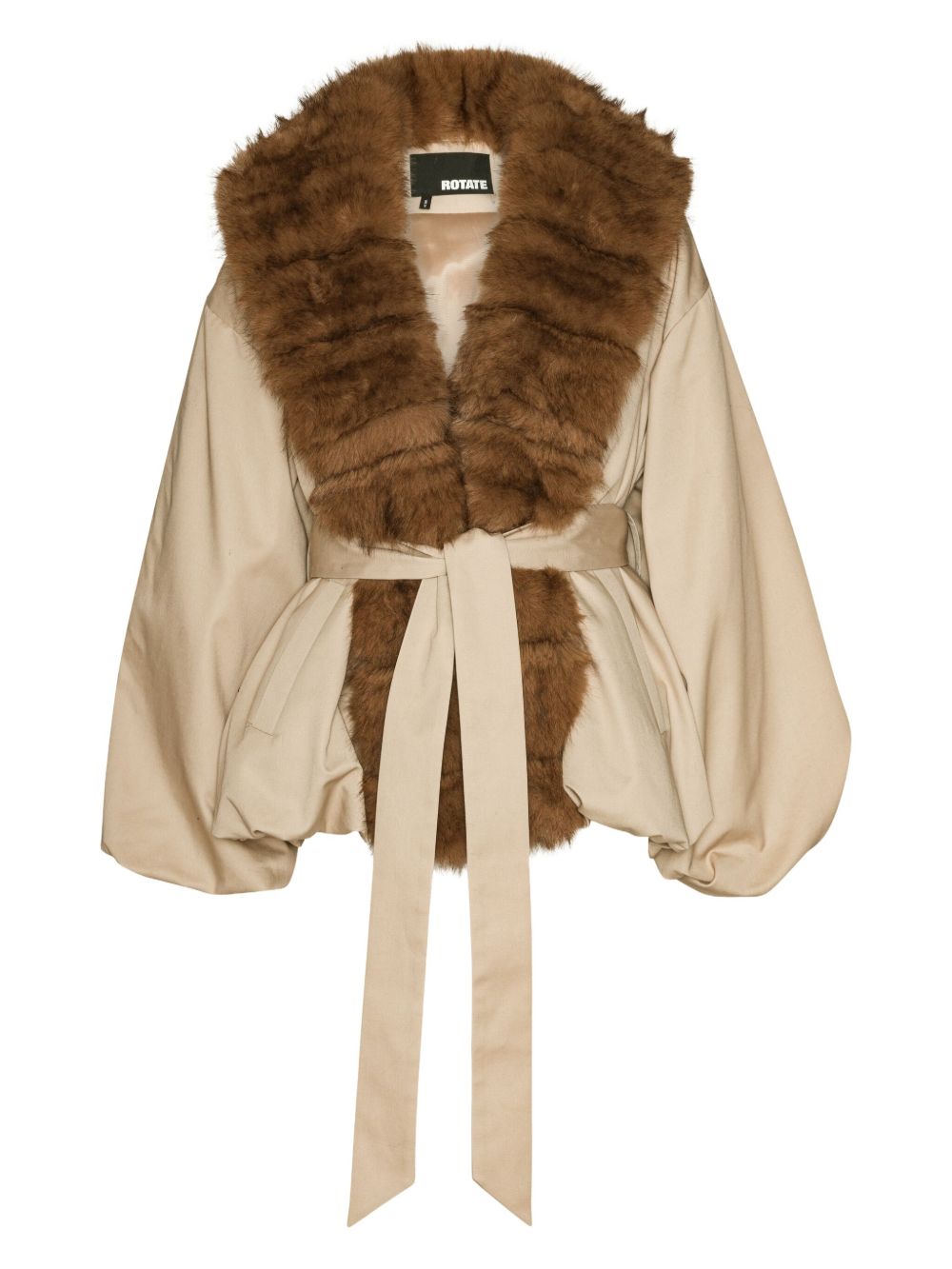 Giacca con collo di pelliccia in beige Rotate - donna 