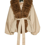 Giacca con collo di pelliccia in beige Rotate - donna 