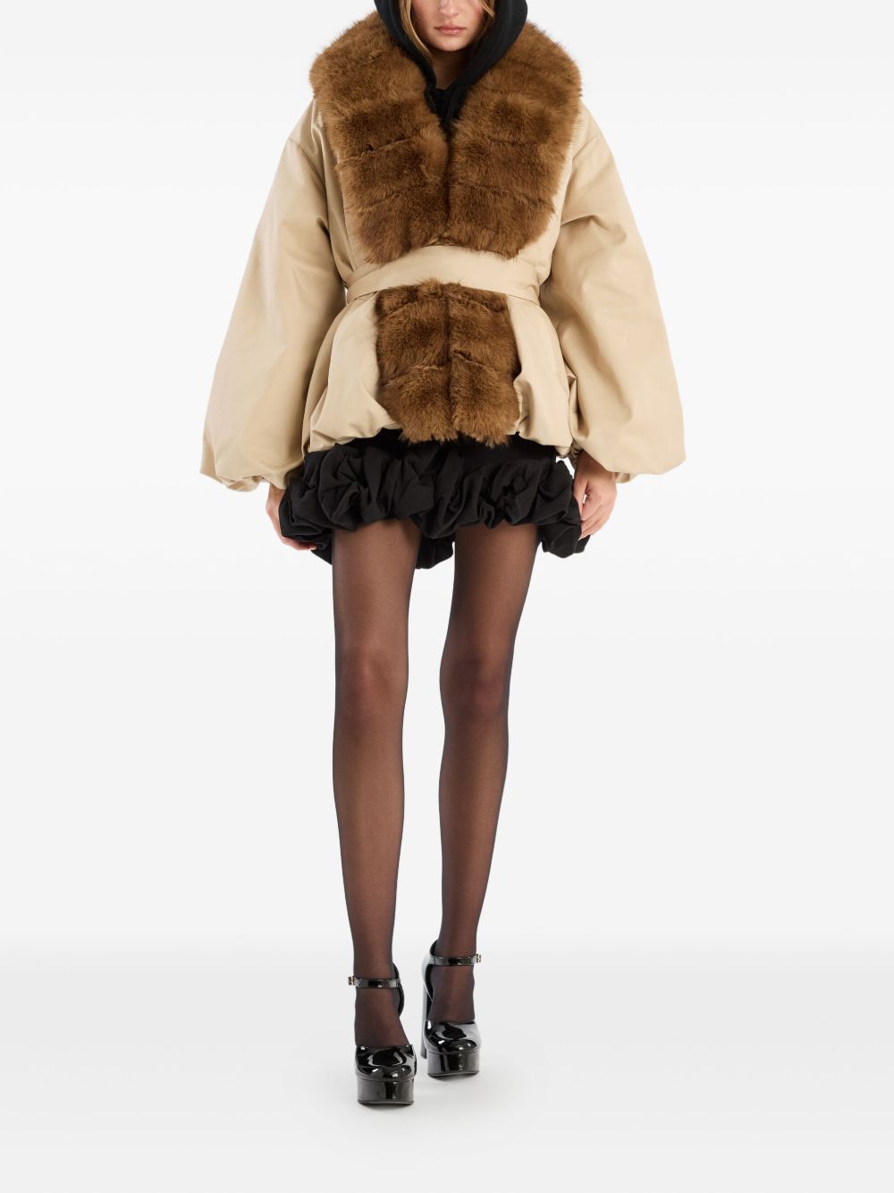 Giacca con collo di pelliccia in beige Rotate - donna 