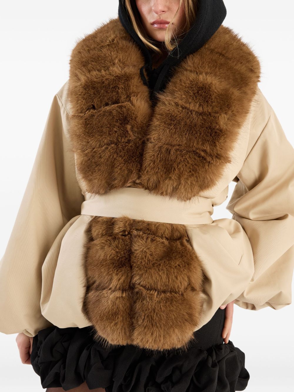 Giacca con collo di pelliccia in beige Rotate - donna 