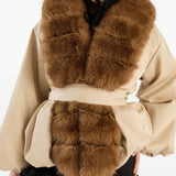 Giacca con collo di pelliccia in beige Rotate - donna 
