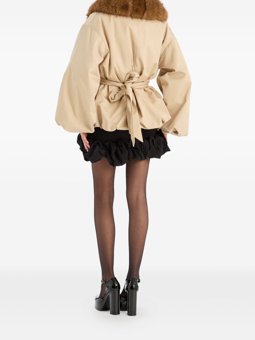 Giacca con collo di pelliccia in beige Rotate - donna 
