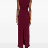Abito lungo con cintura in bordeaux Rowen rose - donna 