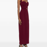 Abito lungo con cintura in bordeaux Rowen rose - donna 
