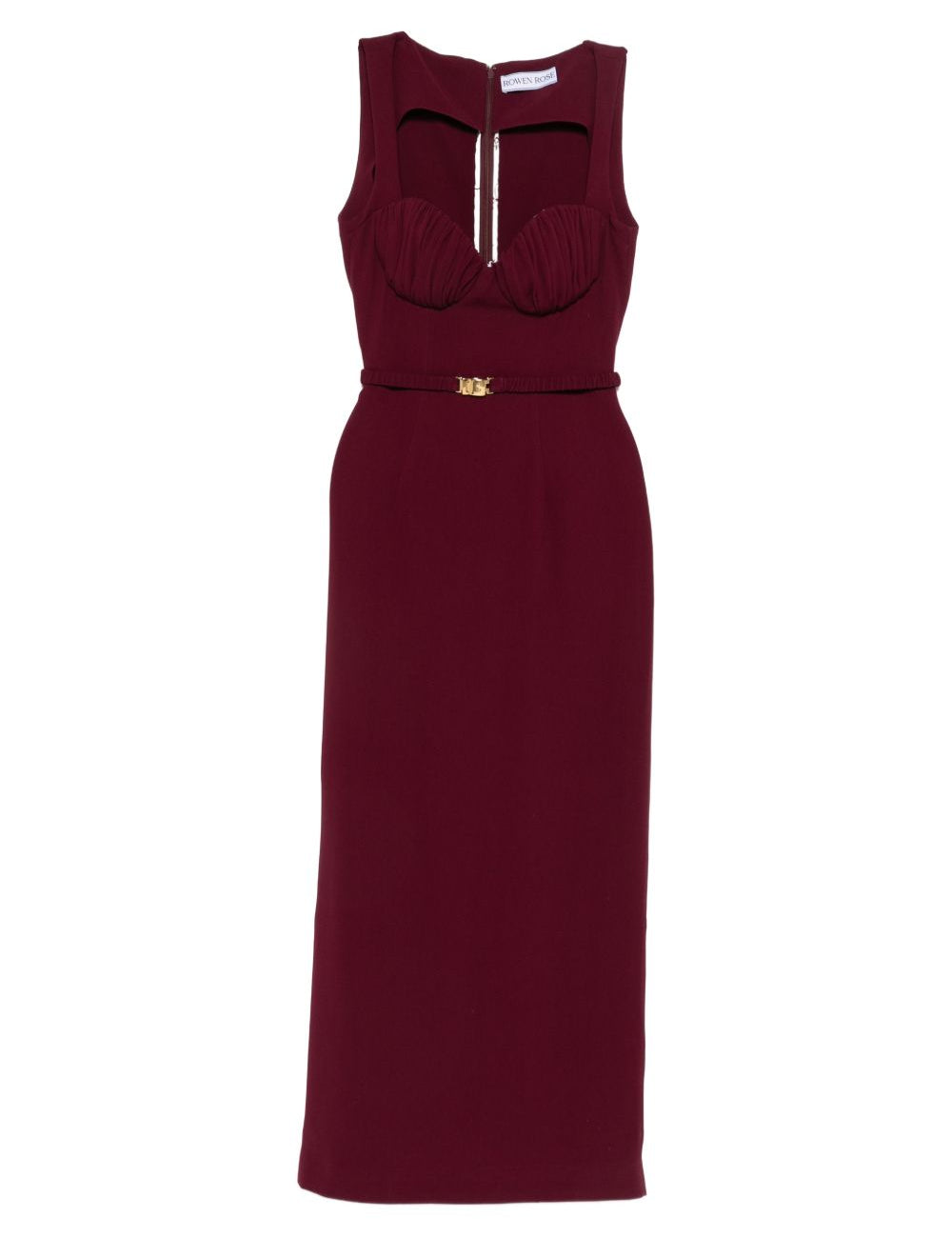Abito lungo con cintura in bordeaux Rowen rose - donna 