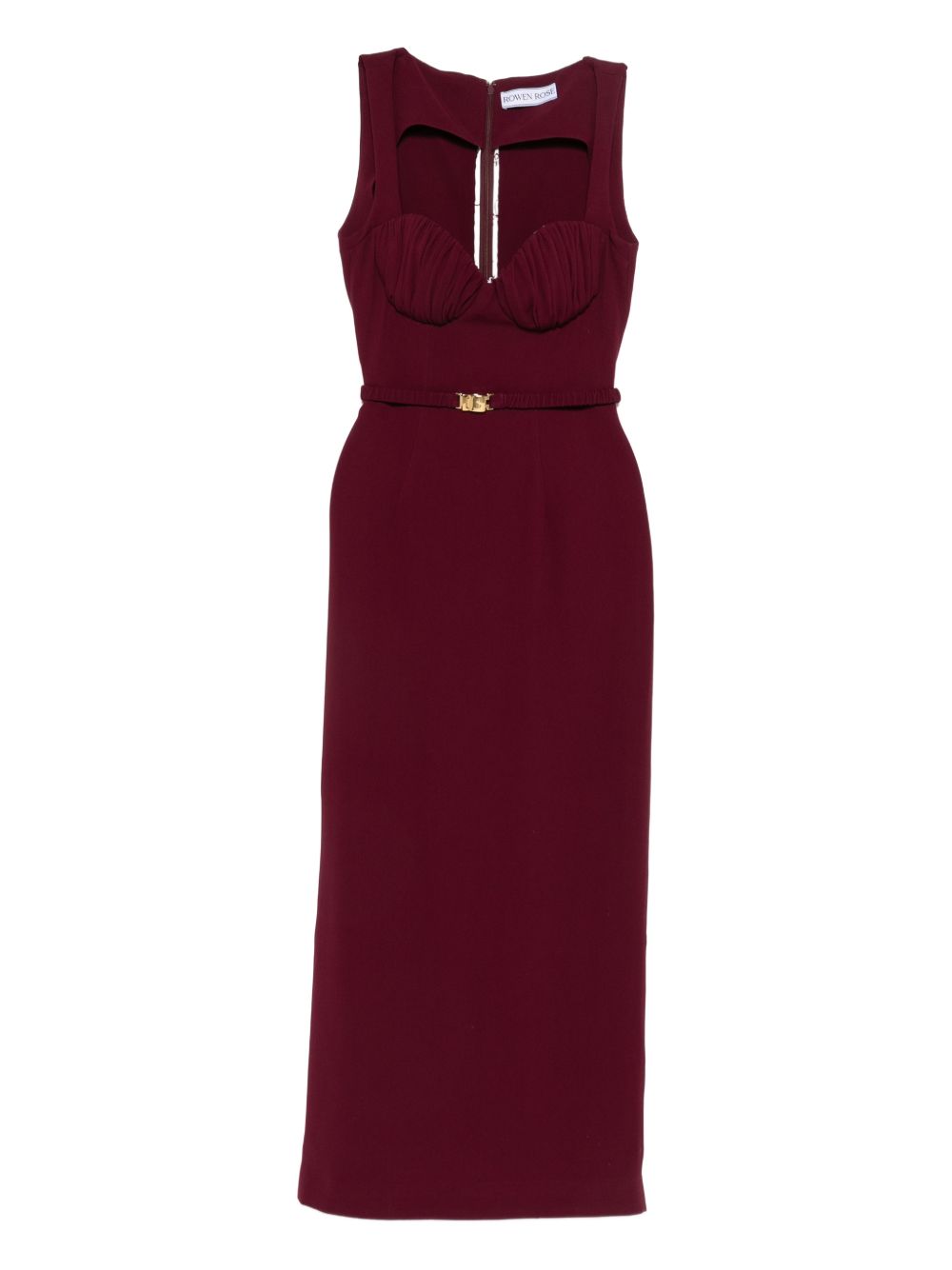Abito lungo con cintura in bordeaux Rowen rose - donna 