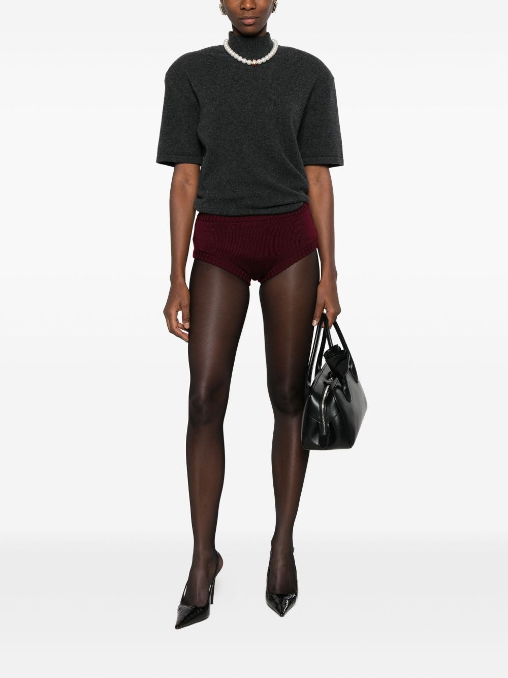 Pantaloncini in maglia in bordeaux Rowen rose - donna 
