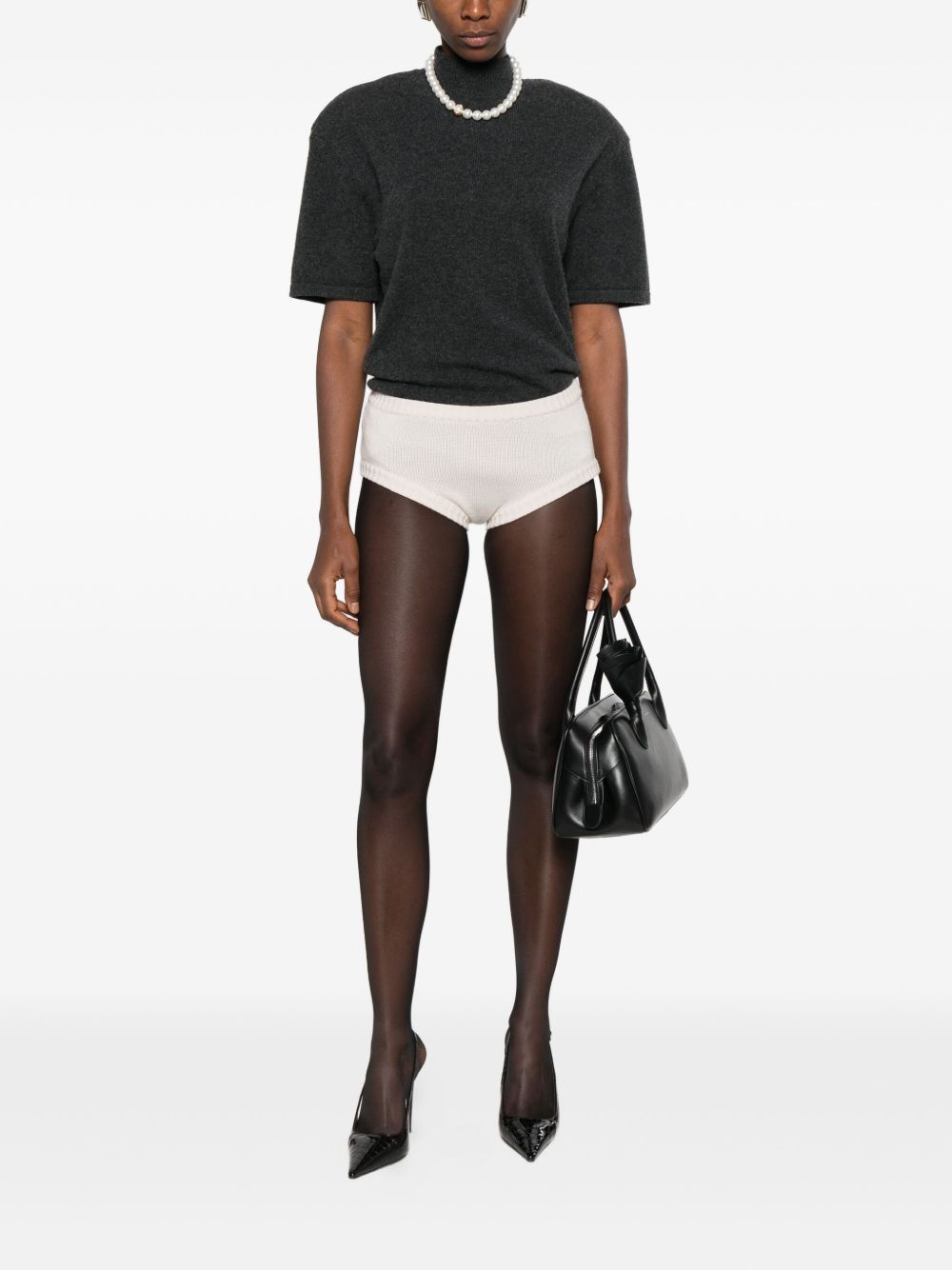 Pantaloncini in maglia in bianco Rowen rose - donna 