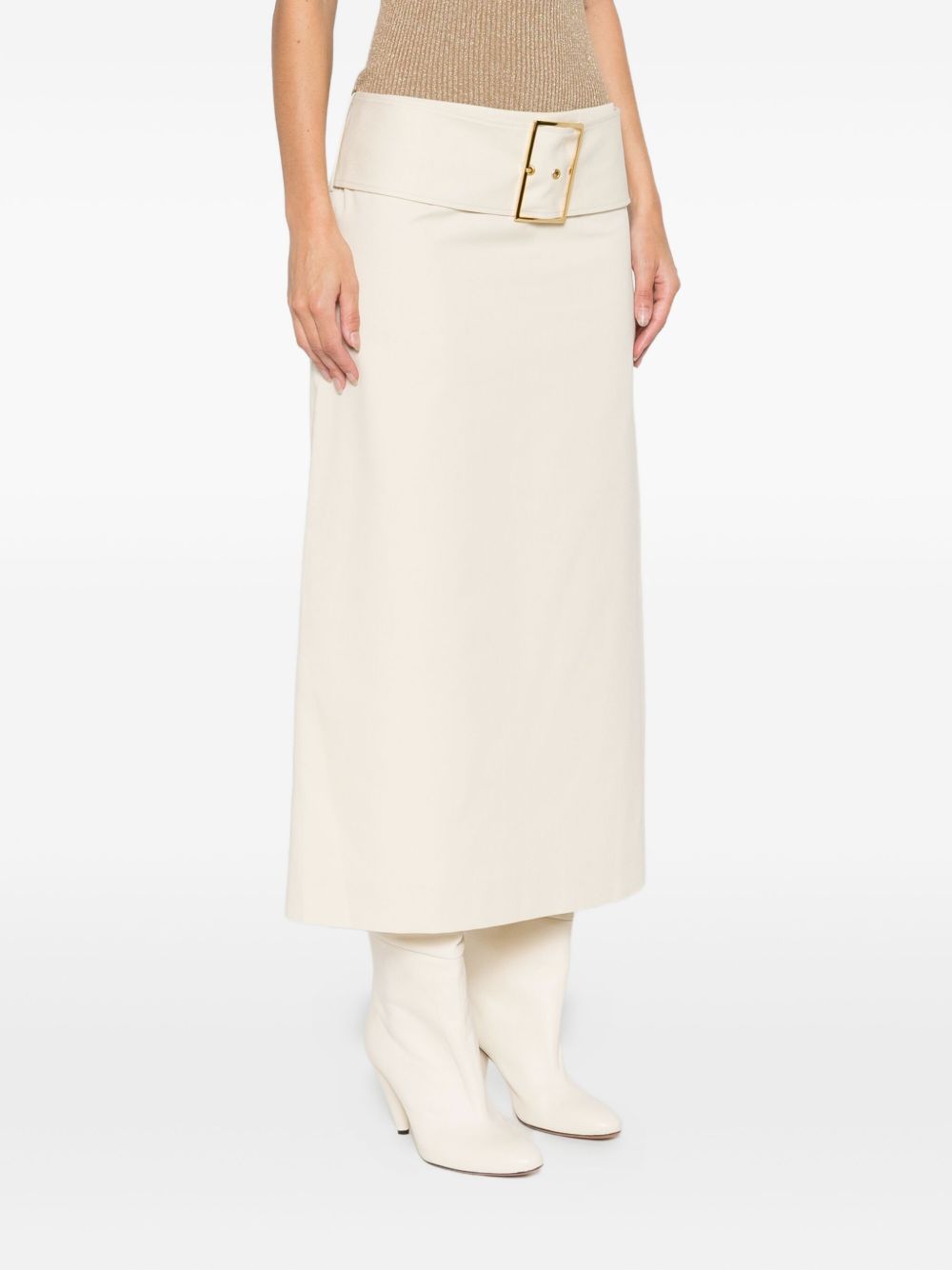 Gonna midi con fibbia in beige Rowen rose - donna 