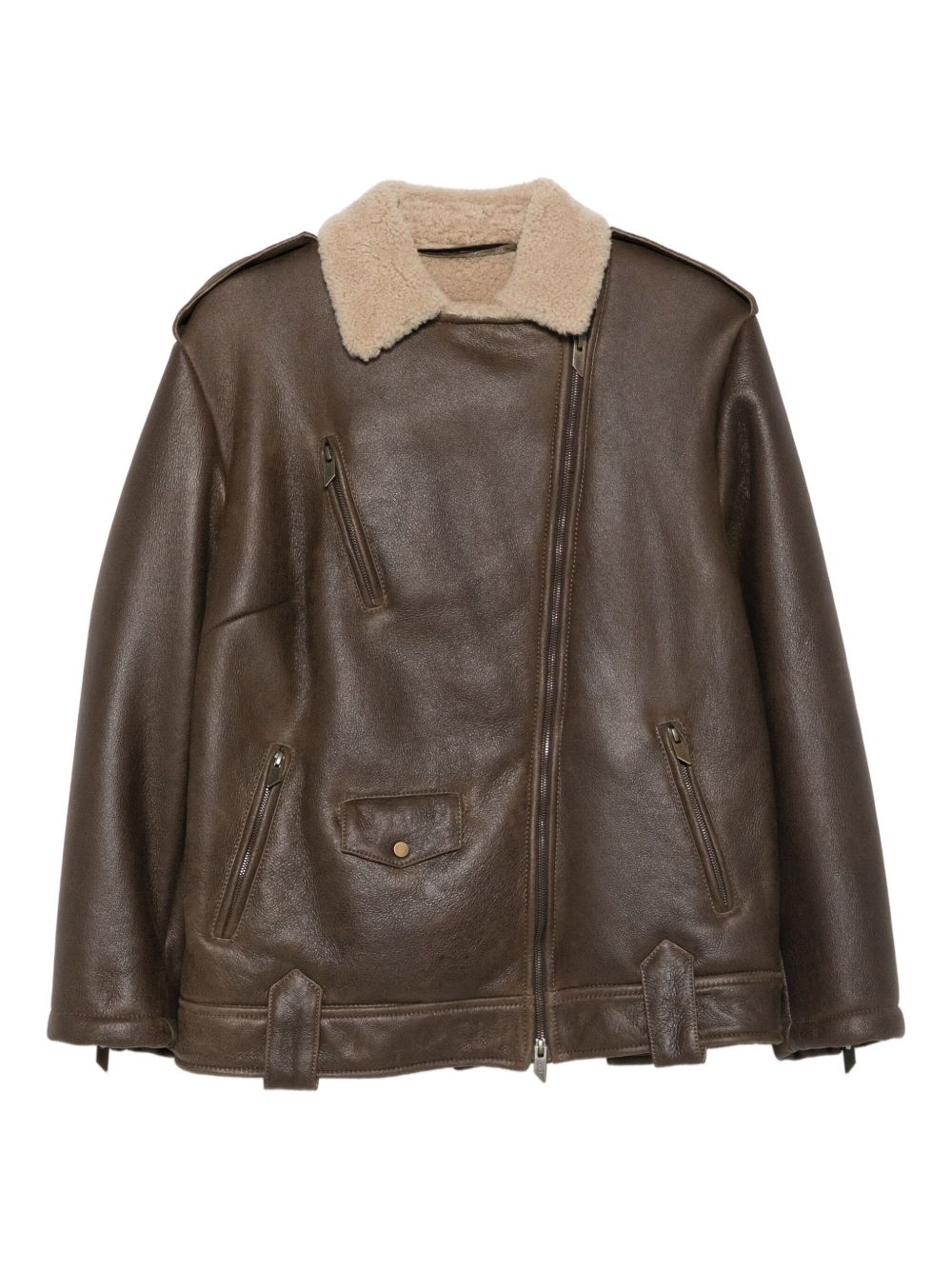 Giacca in pelle con zip in marrone Salvatore santoro - donna 