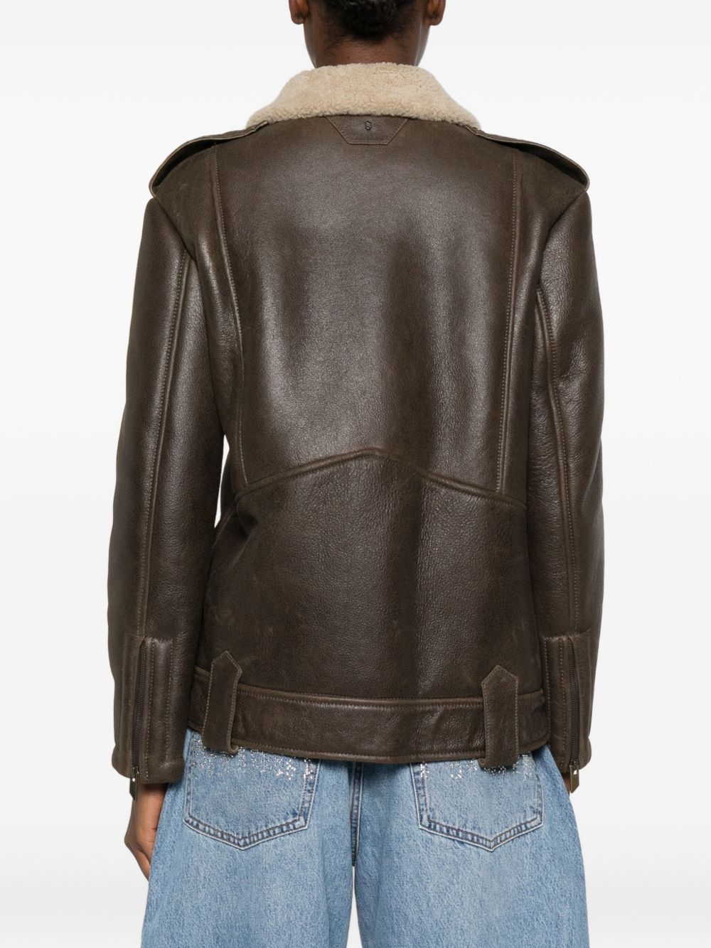 Giacca in pelle con zip in marrone Salvatore santoro - donna 