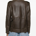 Giacca in pelle con zip in marrone Salvatore santoro - donna 