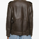 Giacca in pelle con zip in marrone Salvatore santoro - donna 