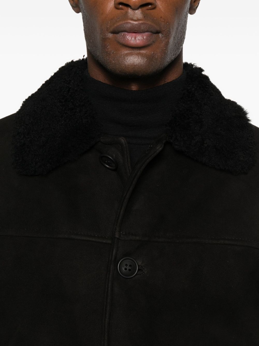 Cappotto con collo in shearling nero Salvatore Santoro - uomo 