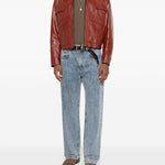 Giacca in pelle leota in rosso Second layer - uomo 