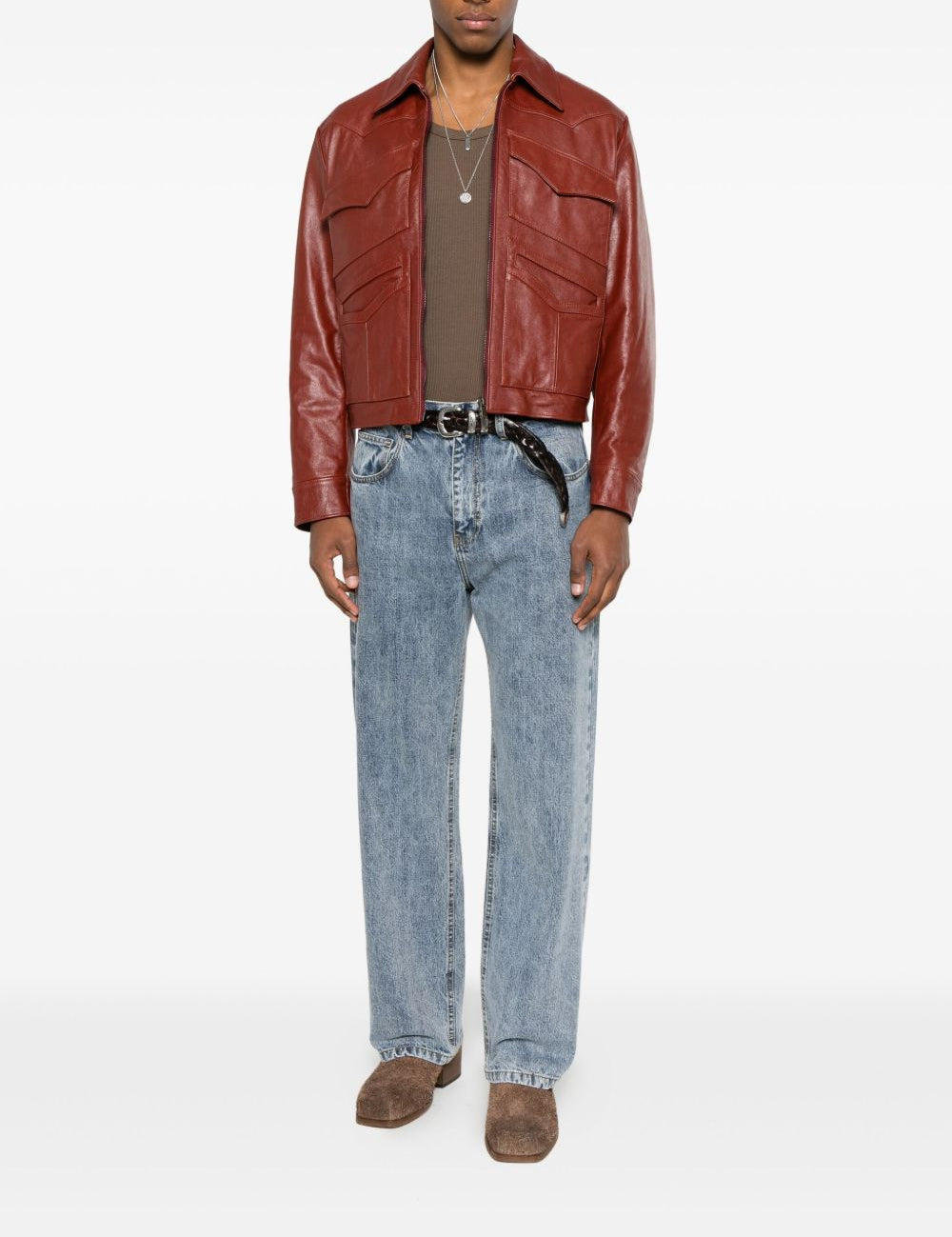 Giacca in pelle leota in rosso Second layer - uomo 