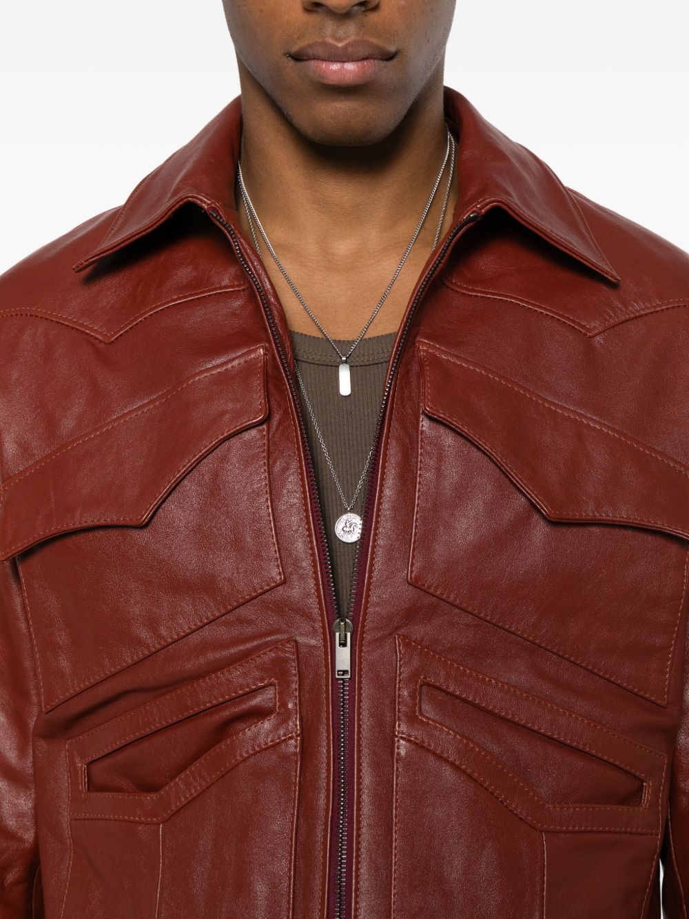 Giacca in pelle leota in rosso Second layer - uomo 